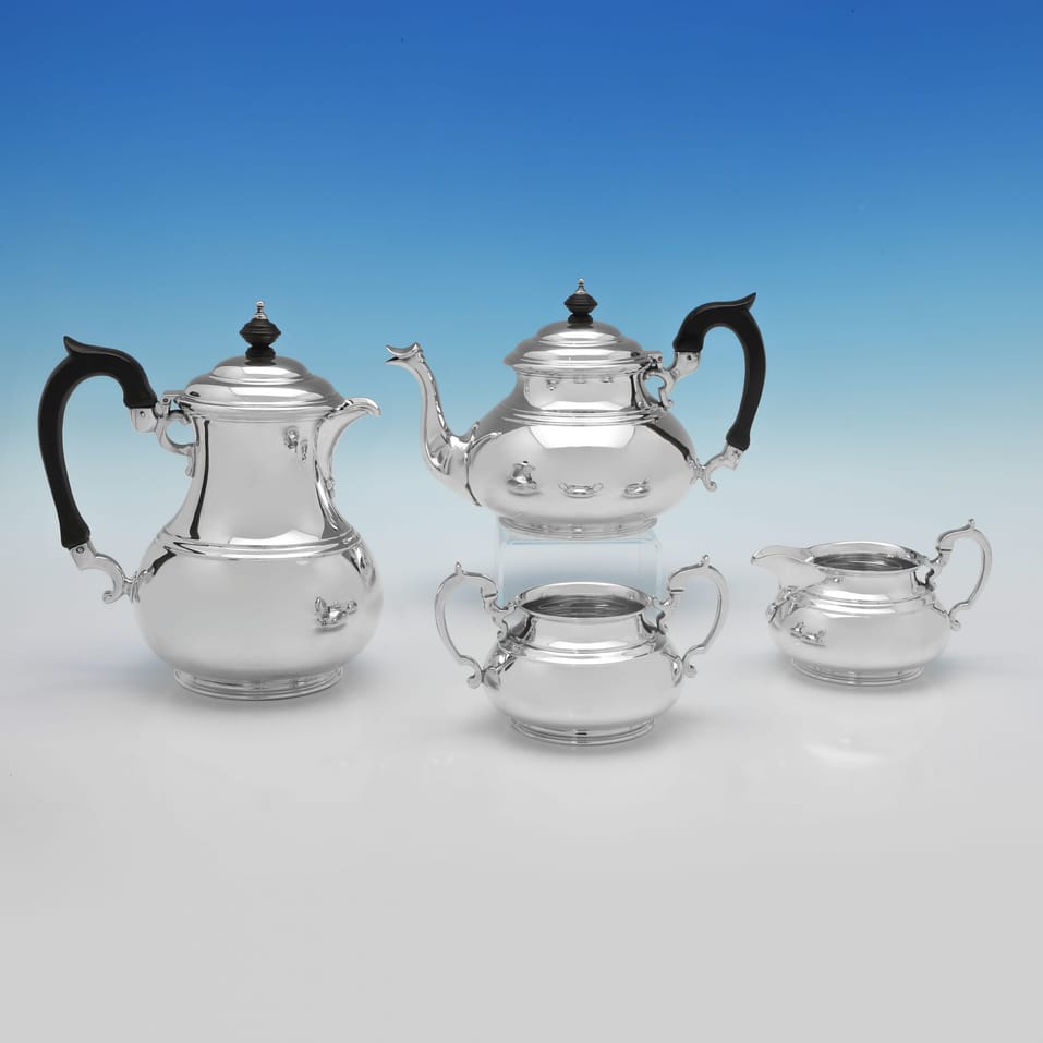 Sterling Silver 4 Piece Tea Set - Edward Barnard & Sons, hallmarked in 1960 London - Elizabeth II