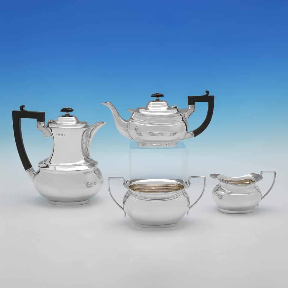 Sterling Silver 4 Piece Tea Set - J. B. Chatterley & Sons Ltd., hallmarked in 1943 Birmingham - George VI