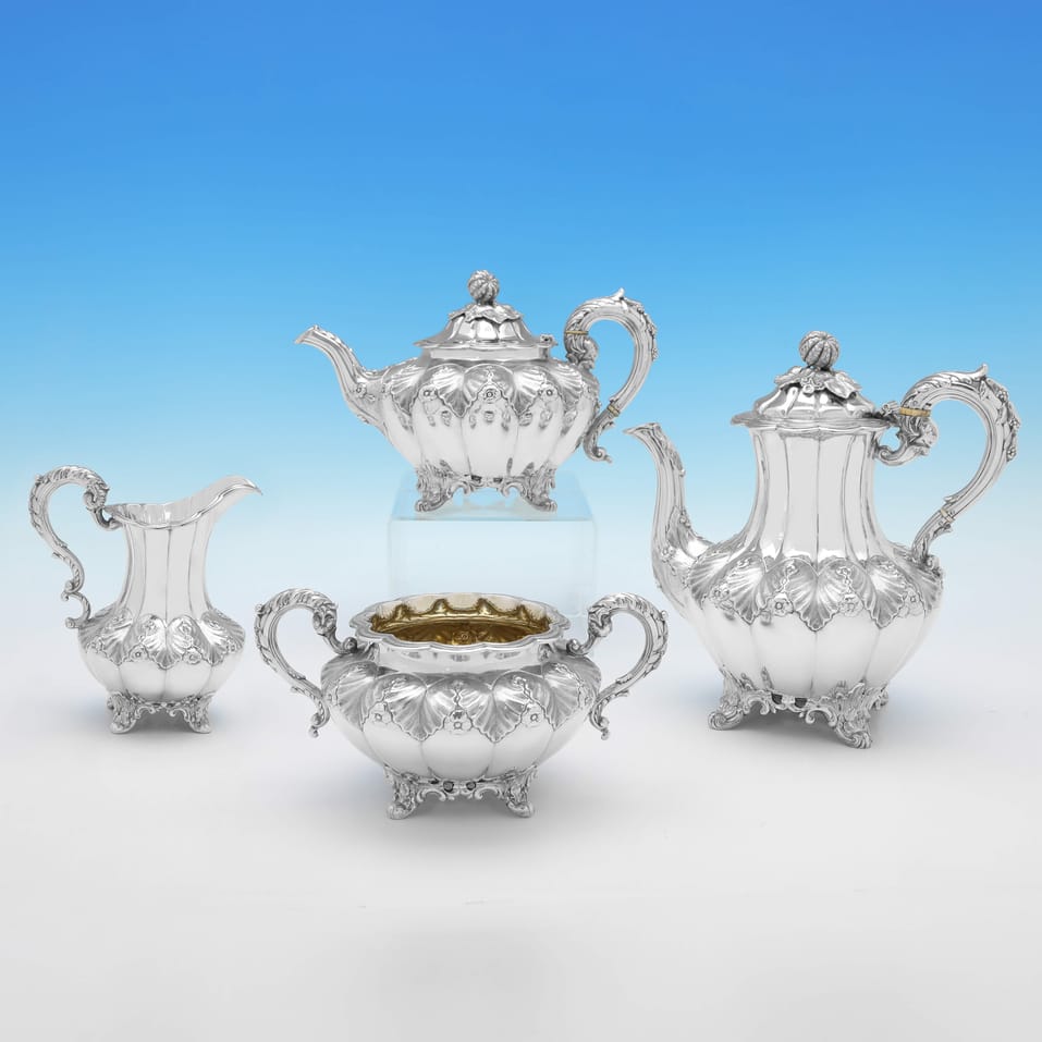 Antique Sterling Silver Tea Set - Joseph & Albert Savory, hallmarked in 1851 London - Victorian