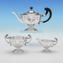 Antique Sterling Silver 3 Piece Tea Set - Walker & Hall, hallmarked in 1917 Sheffield - George V - Thumbnail 1