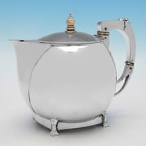 Sterling Silver Arts & Crafts 4 Piece Tea Set - William Henry Creswick, hallmarked in 1929 Birmingham - George V - Thumbnail 2