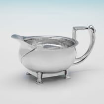 Sterling Silver Arts & Crafts 4 Piece Tea Set - William Henry Creswick, hallmarked in 1929 Birmingham - George V - Thumbnail 7