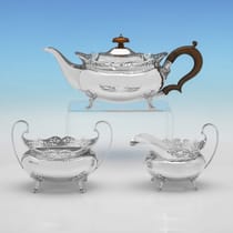 Antique Sterling Silver 3 Piece Tea Set - Thomas Edward Atkins, hallmarked in 1917 Birmingham - George V - Thumbnail 1