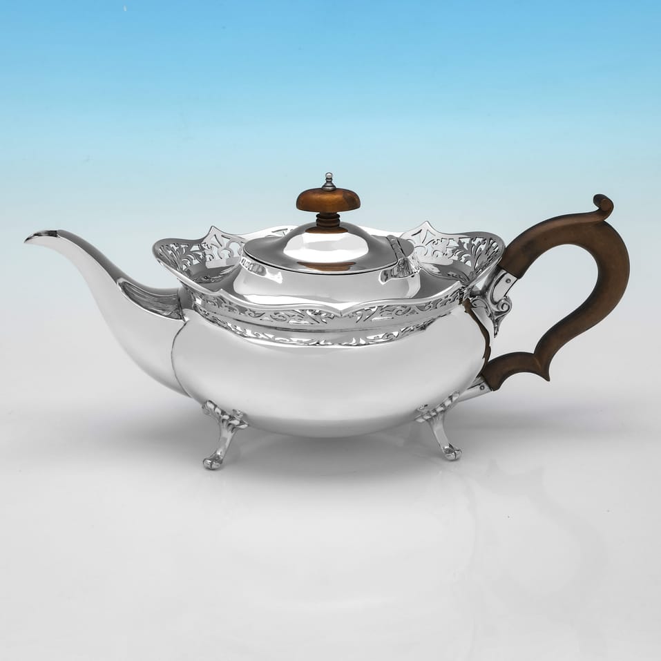 Antique Sterling Silver 3 Piece Tea Set - Thomas Edward Atkins, hallmarked in 1917 Birmingham - George V - Image 2