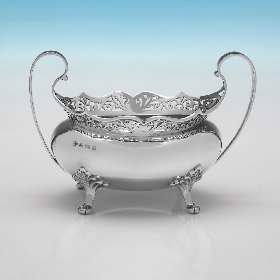 Antique Sterling Silver 3 Piece Tea Set - Thomas Edward Atkins, hallmarked in 1917 Birmingham - George V - Image 5