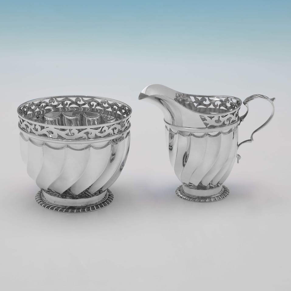 Antique Sterling Silver 3 piece tea set in a box - Wakely & Wheeler, hallmarked in 1902 London - Edwardian - Image 5