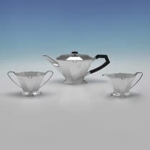 Sterling Silver 3 Piece Tea Set - Lee & Wigfull, hallmarked in 1937 Sheffield - George VI - Thumbnail 1