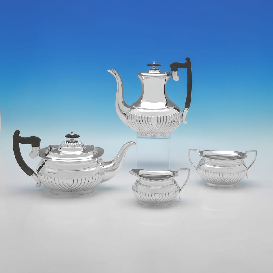 Antique Sterling Silver 4 piece Tea Set - hallmarked in 1911 Sheffield - George V - Image 1