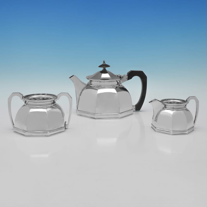 Sterling Silver Tea Sets - Walker & Hall, hallmarked in 1939 Sheffield - George VI