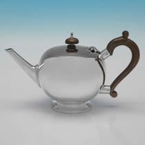 Sterling Silver 3 Piece Tea Set - Wakely & Wheeler, hallmarked in 1938 London - George VI - Thumbnail 2