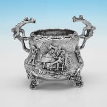 Antique Sterling Silver Teniers Tea Set - Daniel & Charles Houle, hallmarked in 1880 London - Victorian - Thumbnail 9