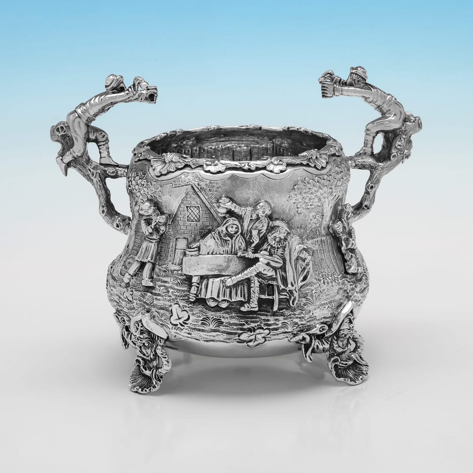 Antique Sterling Silver Teniers Tea Set - Daniel & Charles Houle, hallmarked in 1880 London - Victorian - Image 9