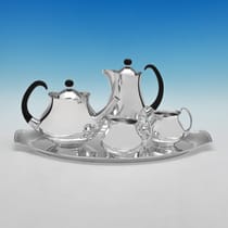 Silver Plate 4 Piece Tea Set on Tray - Mappin & Webb, made circa 1965 - Elizabeth II - Thumbnail 1