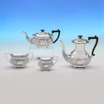 Antique Sterling Silver 4 Piece Tea Set - Joseph Gloster Ltd., hallmarked in 1901 Birmingham - Edwardian - Thumbnail 1