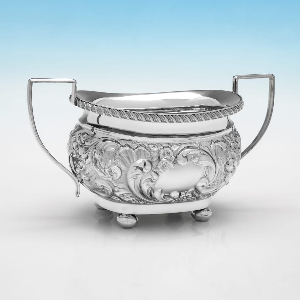 Antique Sterling Silver 4 Piece Tea Set - Joseph Gloster Ltd., hallmarked in 1901 Birmingham - Edwardian - Image 7