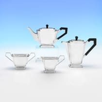 Sterling Silver 4 Piece Tea Set - William Adams, hallmarked in 1937 Birmingham - George VI - Thumbnail 1