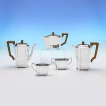 Sterling Silver 5 Piece Tea Set on Tray - Richard Comyns, hallmarked in 1936 London - George VI - Thumbnail 2