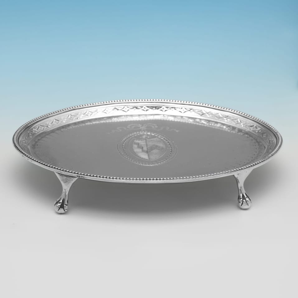 Antique Sterling Silver Teapot Stand - John Denziloe, hallmarked in 1786 London - George III - Image 2