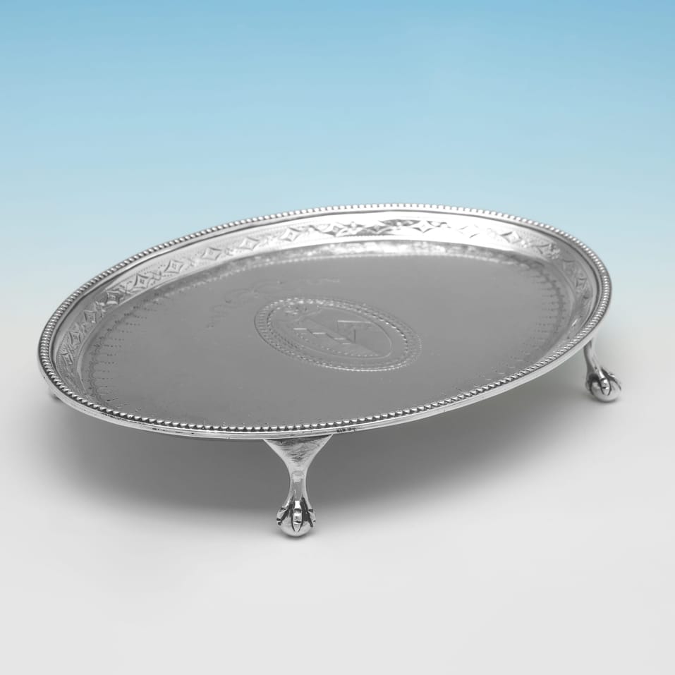 Antique Sterling Silver Teapot Stand - John Denziloe, hallmarked in 1786 London - George III - Image 3