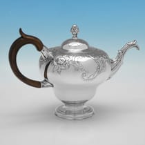 Antique Sterling Silver Scottish Teapot - Lothian & Robertson, hallmarked in 1759 Edinburgh - George II - Thumbnail 2