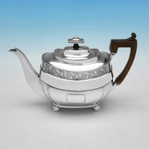 Antique Sterling Silver Teapot - William Hall, hallmarked in 1812 London - Regency - Thumbnail 1