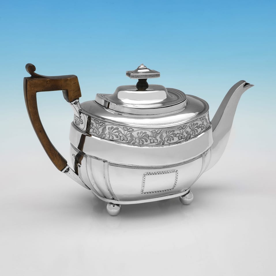 Antique Sterling Silver Teapot - William Hall, hallmarked in 1812 London - Regency - Image 2