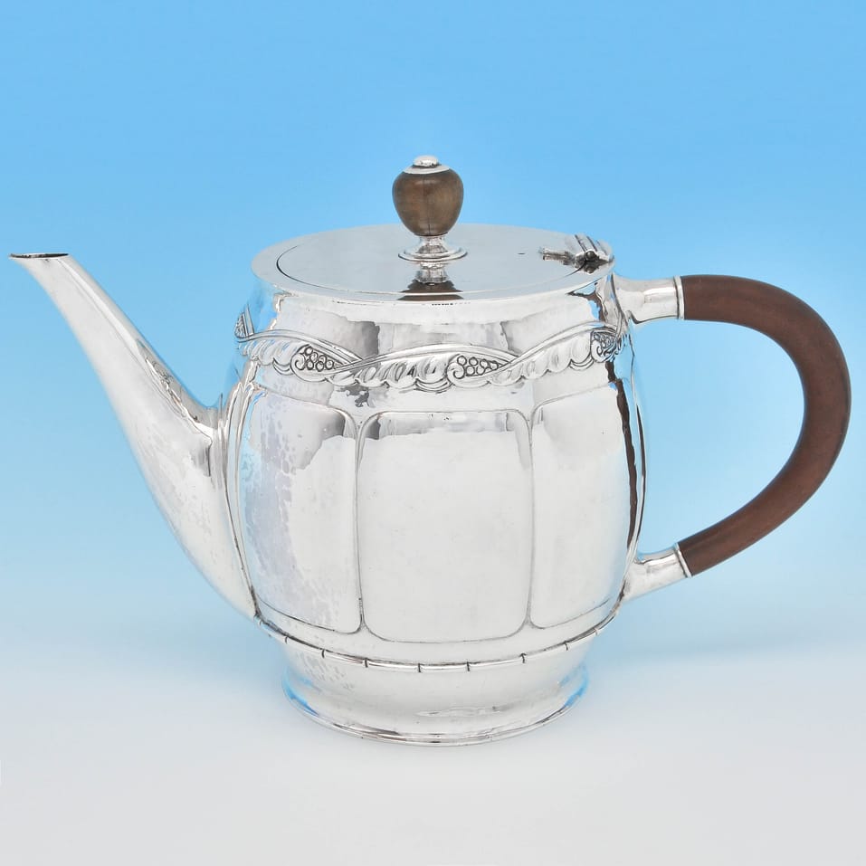 Antique Sterling Silver Arts & Crafts Teapot - Liberty & Co., hallmarked in 1914 Birmingham - George V