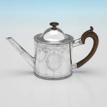 Antique Sterling Silver 'Drum' Teapot - Edward Cooper, hallmarked in 1774 London - George III - Thumbnail 1