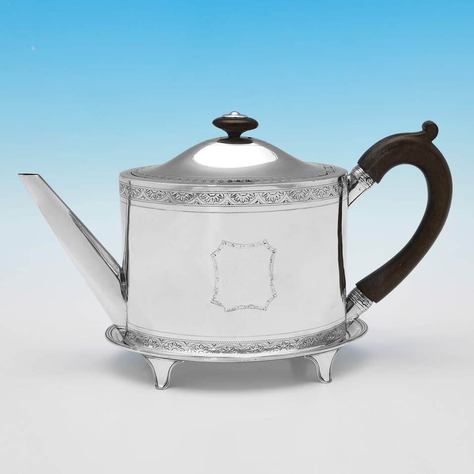 Antique Sterling Silver Teapot & Stand - Henry Chawner, hallmarked in 1793 London - George III