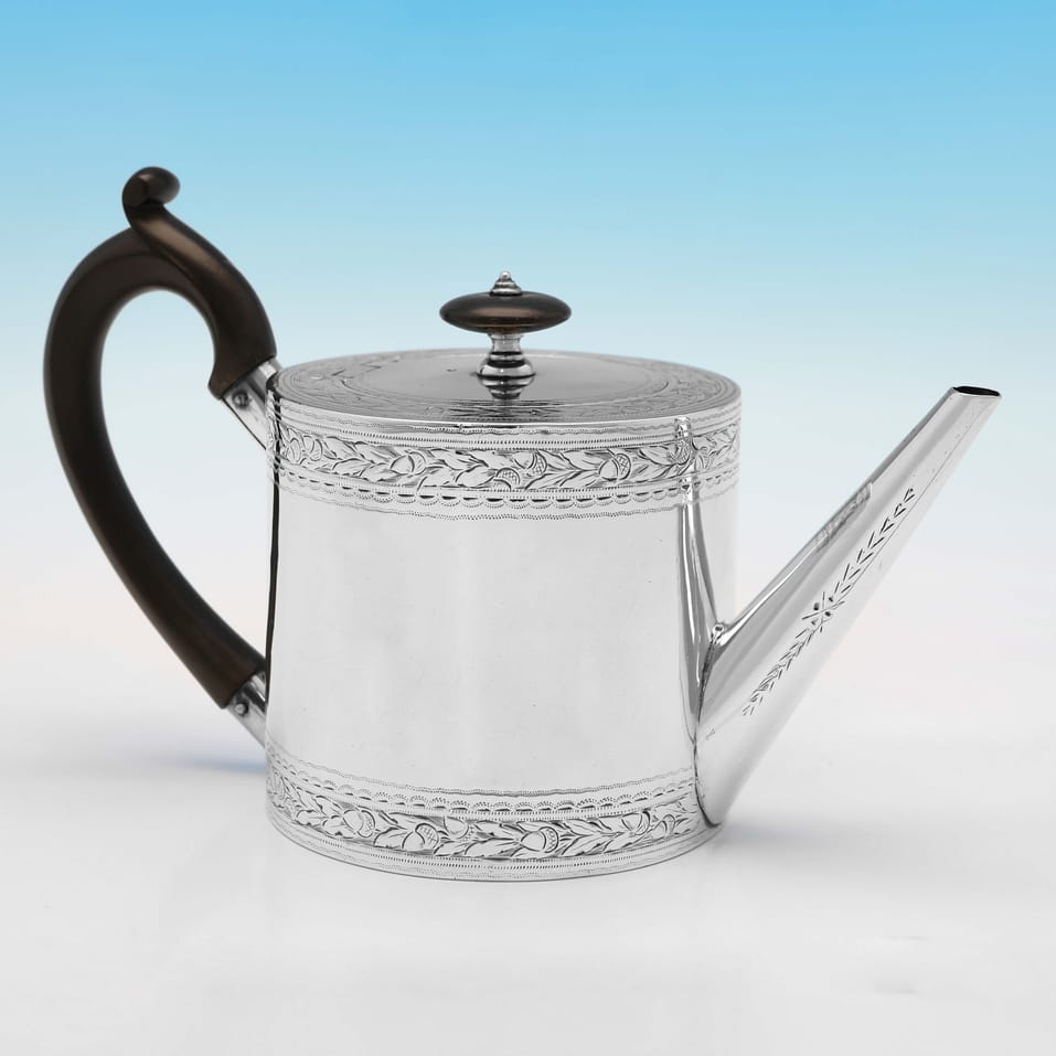 Antique Sterling Silver 'Drum' Teapot - John Emes, hallmarked in 1798 London - George III - Image 2