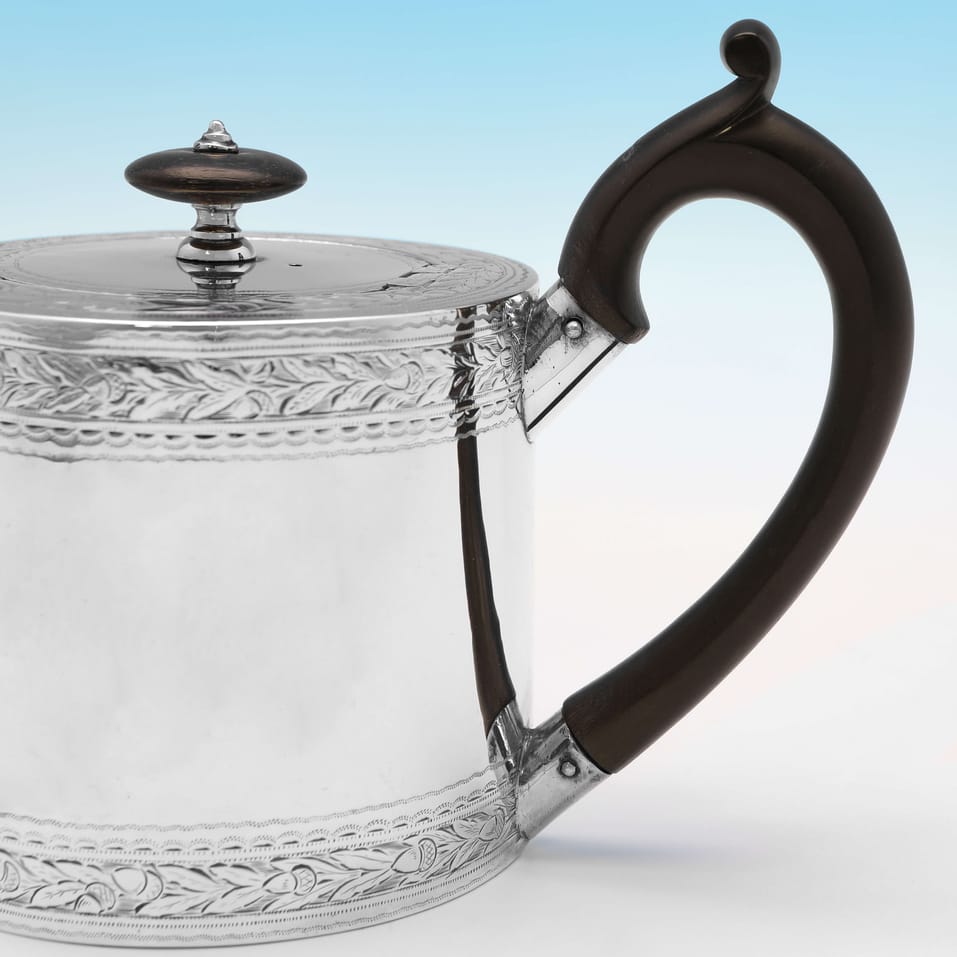 Antique Sterling Silver 'Drum' Teapot - John Emes, hallmarked in 1798 London - George III - Image 3