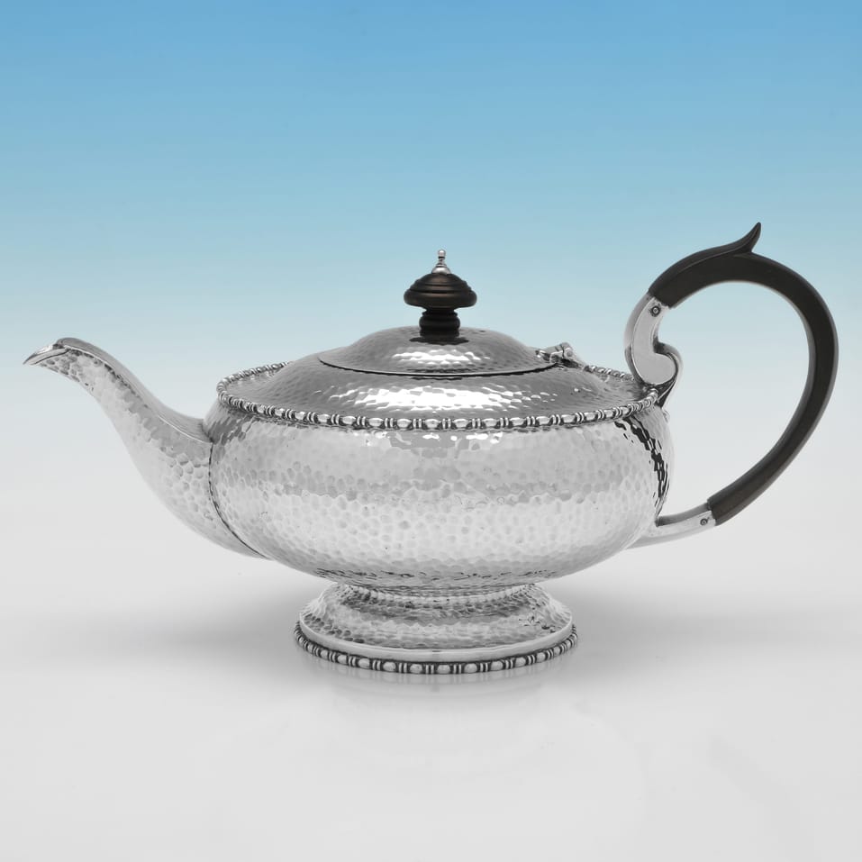 Sterling Silver Teapot - Walker & Hall, hallmarked in 1928 Sheffield - George V