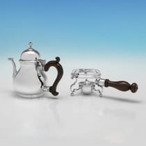 Antique Britannia Standard Silver Teapot On Stand With Burner - L. A. Crichton, hallmarked in 1916 London - George V - Thumbnail 3