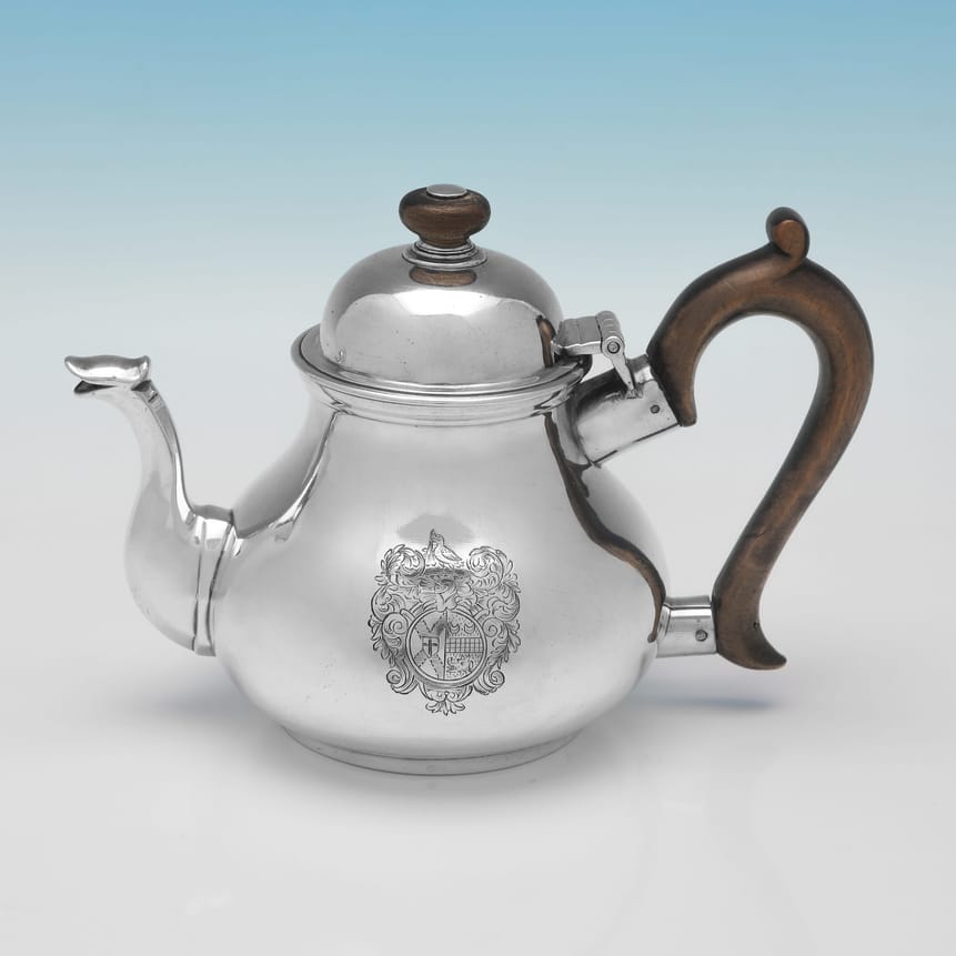 Antique Sterling Silver Teapot - William Spackman, hallmarked in 1725 London - George I