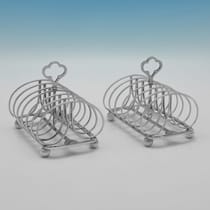 Antique Sterling Silver Pair of Toast Racks - R. & S. Garrard, hallmarked in 1879 London - Victorian - Thumbnail 1