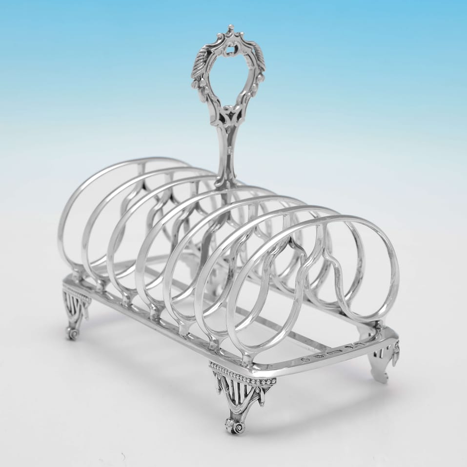 Antique Sterling Silver Toast Rack - Elkington & Co., hallmarked in 1862 Birmingham - Victorian