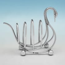 Sterling Silver Swan Toast Rack - Bishtons Ltd., hallmarked in 1971 Birmingham - Elizabeth II - Thumbnail 2