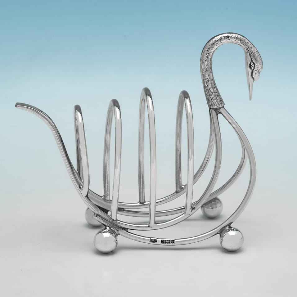 Sterling Silver Swan Toast Rack - Bishtons Ltd., hallmarked in 1971 Birmingham - Elizabeth II - Image 2