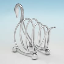 Sterling Silver Swan Toast Rack - Bishtons Ltd., hallmarked in 1971 Birmingham - Elizabeth II - Thumbnail 3