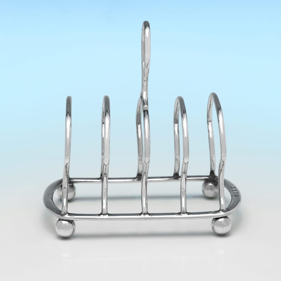 Antique Sterling Silver Pair of Toast Racks - Elkington & Co., hallmarked in 1913 Birmingham - George V - Image 4