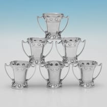 Antique Sterling Silver Set of 6 Tot Cups - Goldsmiths & Silversmiths Co., hallmarked in 1905 London - Edwardian - Thumbnail 2