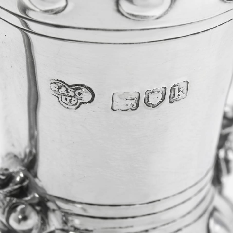 Antique Sterling Silver Set of 6 Tot Cups - Goldsmiths & Silversmiths Co., hallmarked in 1905 London - Edwardian - Image 4