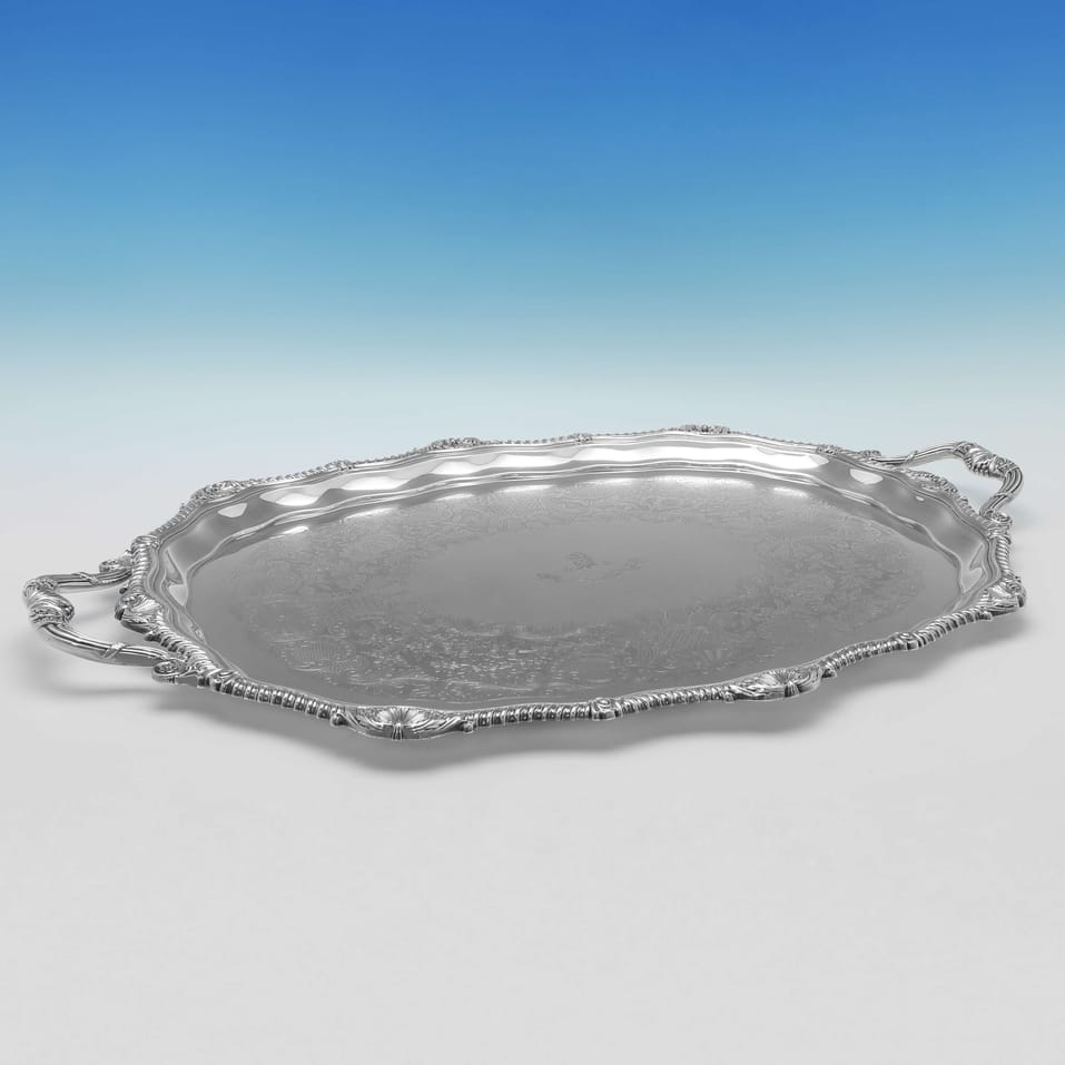 Antique Sterling Silver Tray - Hawksworth Eyres & Co., hallmarked in 1905 London - Edwardian - Image 2