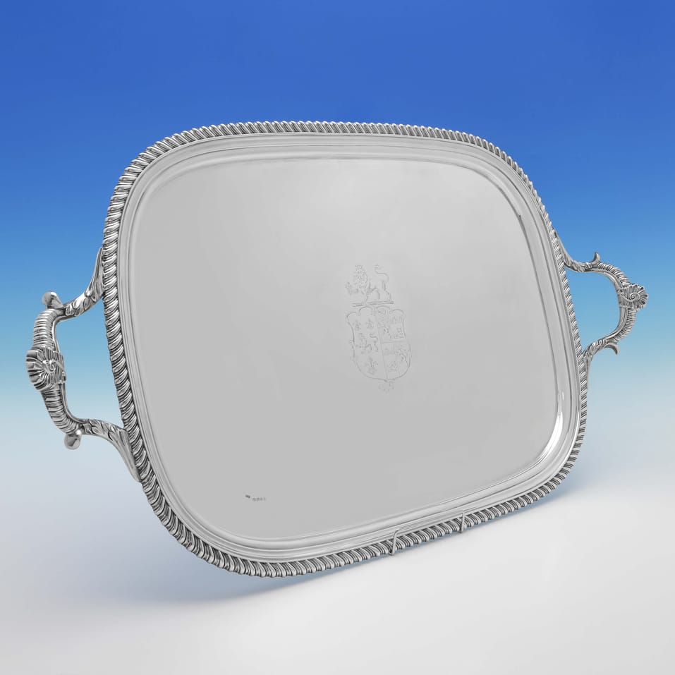 Antique Sterling Silver Large Tray - William Bennett, hallmarked in 1814 London - Regency