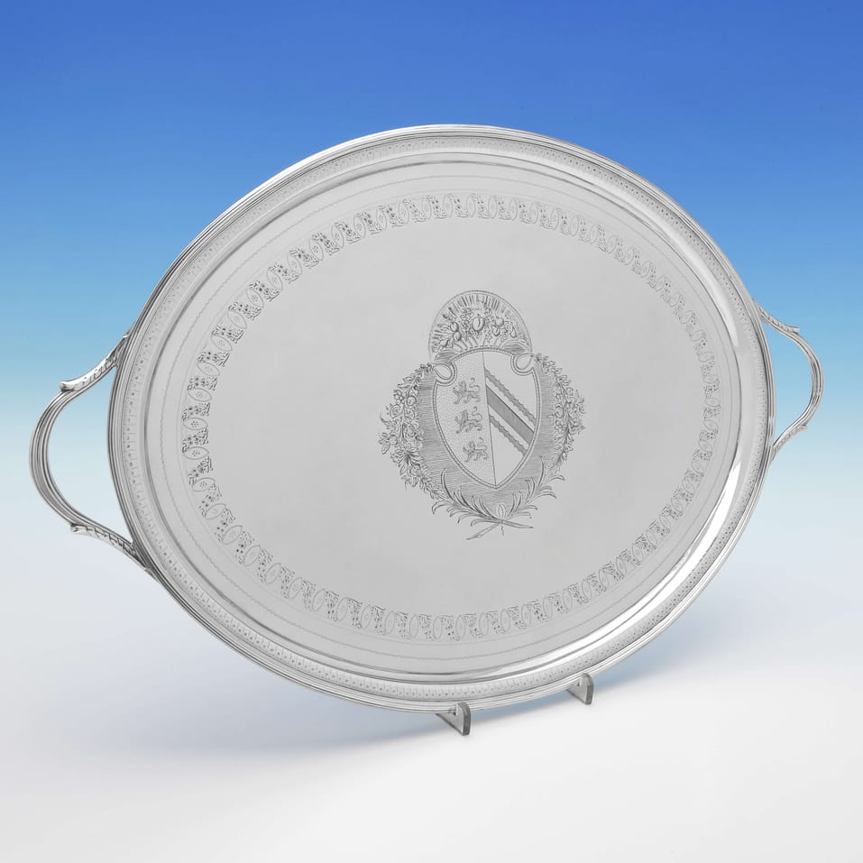 Antique Sterling Silver Neoclassical Tray - Crispin Fuller, hallmarked in 1798 London - George III