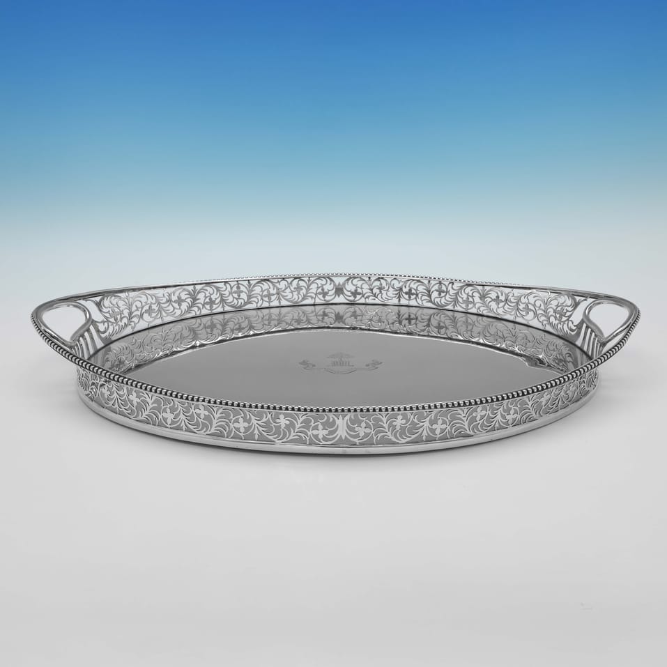 Antique Sterling Silver Gallery Tray - Charles Stuart Harris, hallmarked in 1900 London - Victorian - Image 2