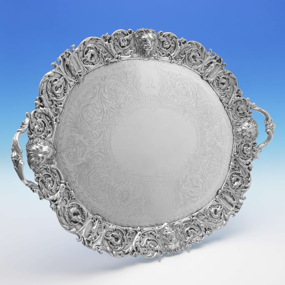 Antique Sterling Silver 'Baroque' Tray - Mackay & Chisholm, hallmarked in 1871 Edinburgh - Victorian