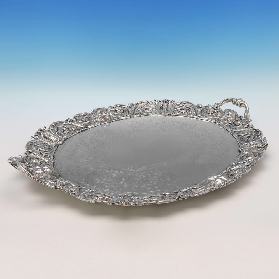 Antique Sterling Silver 'Baroque' Tray - Mackay & Chisholm, hallmarked in 1871 Edinburgh - Victorian - Image 2