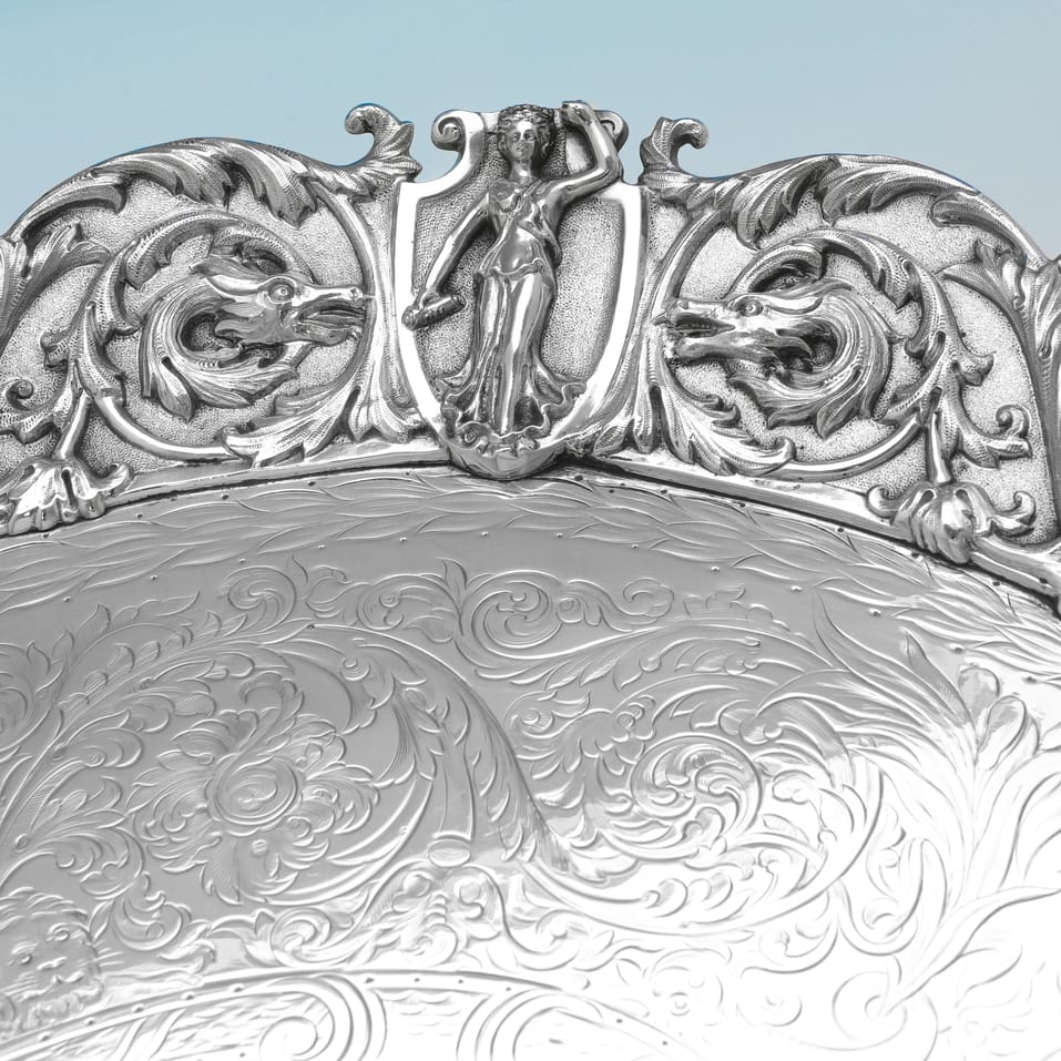 Antique Sterling Silver 'Baroque' Tray - Mackay & Chisholm, hallmarked in 1871 Edinburgh - Victorian - Image 3