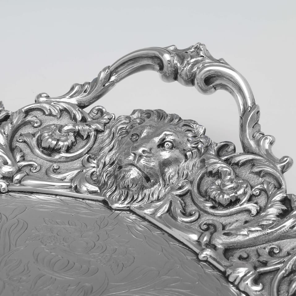 Antique Sterling Silver 'Baroque' Tray - Mackay & Chisholm, hallmarked in 1871 Edinburgh - Victorian - Image 4